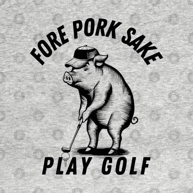 Funny Golf Playing -Pig design by Prints.Berry